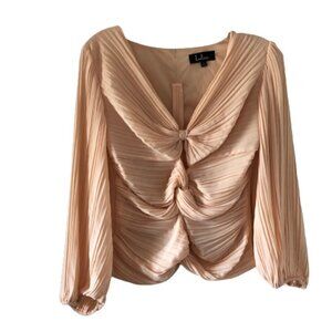 FINAL REDUCTION #4230-1 LULU'S  Light Peach Long Sleeve Blouse Size L